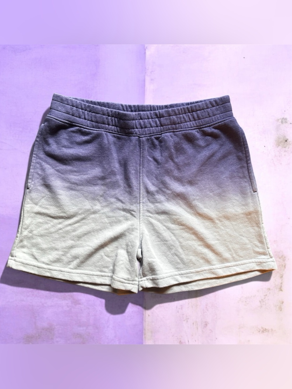 Mono B Blue Purple Ombré Sweat Shorts with Pockets | Size L